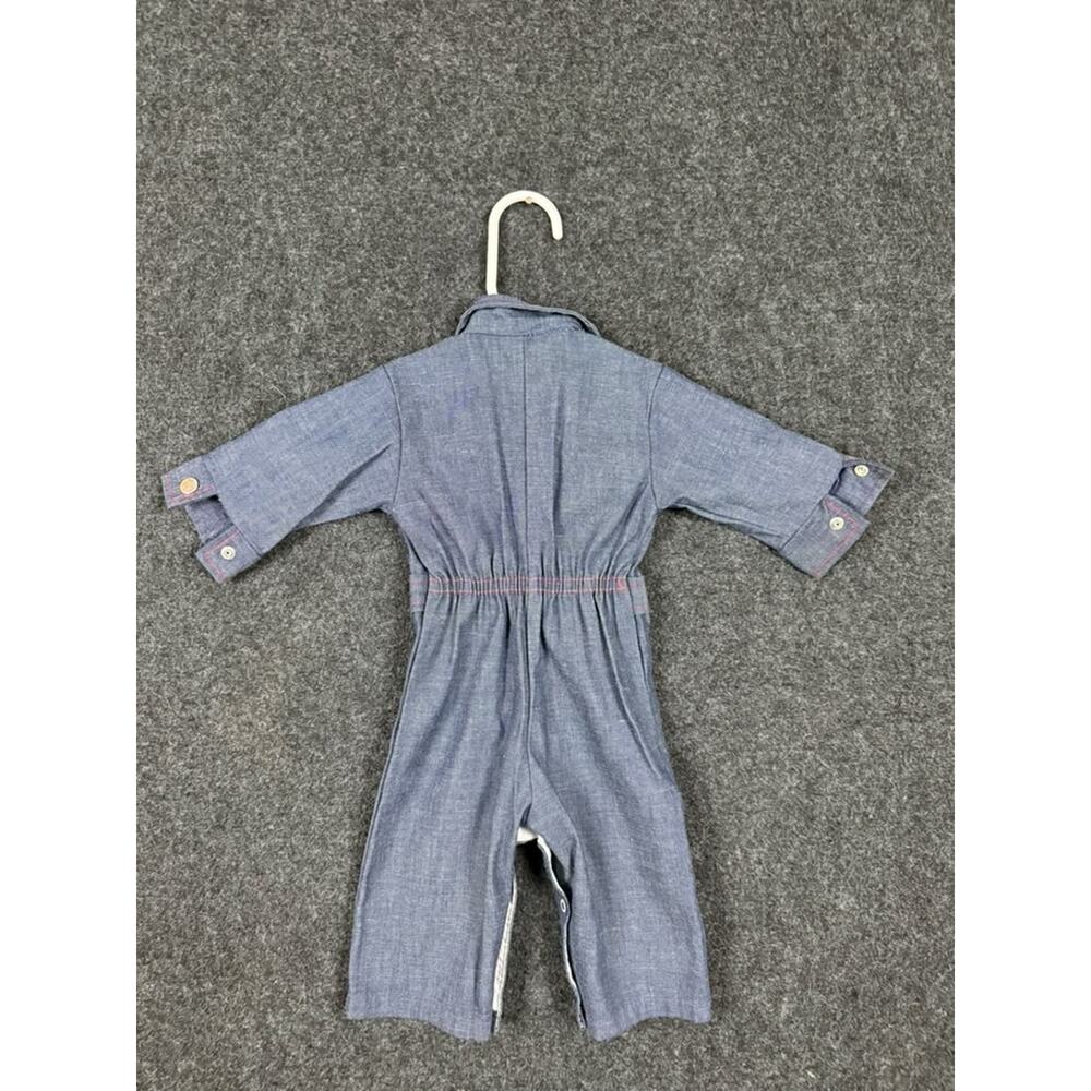 Vintage Healthtex Baby Romper 12 Months Blue Chambray USA Made - Picture 2 of 5